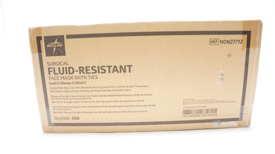 Medline NON27712 Surgical Fluid-Resistant Face Mask W/Ties Level 3 - Box of 300